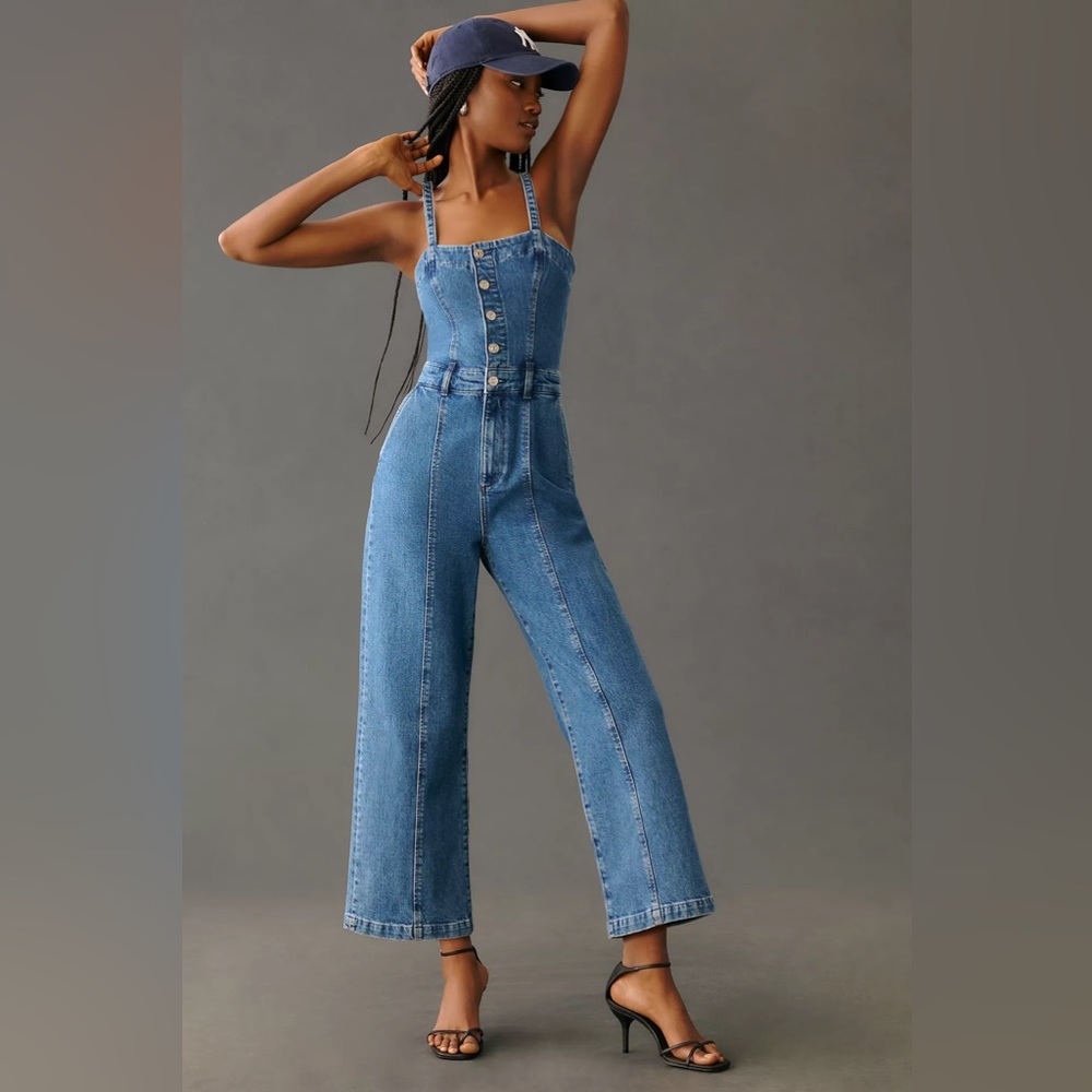 PAIGE ANESSA WIDE-LEG DENIM JUMPSUIT